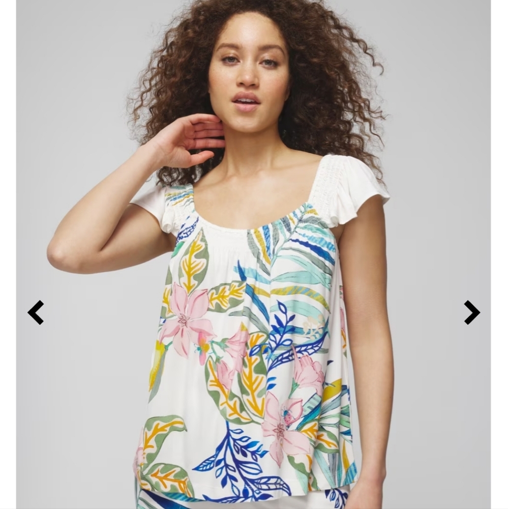 Soma cool nights NWT Floral Print Pajama Top - lemon squeeze